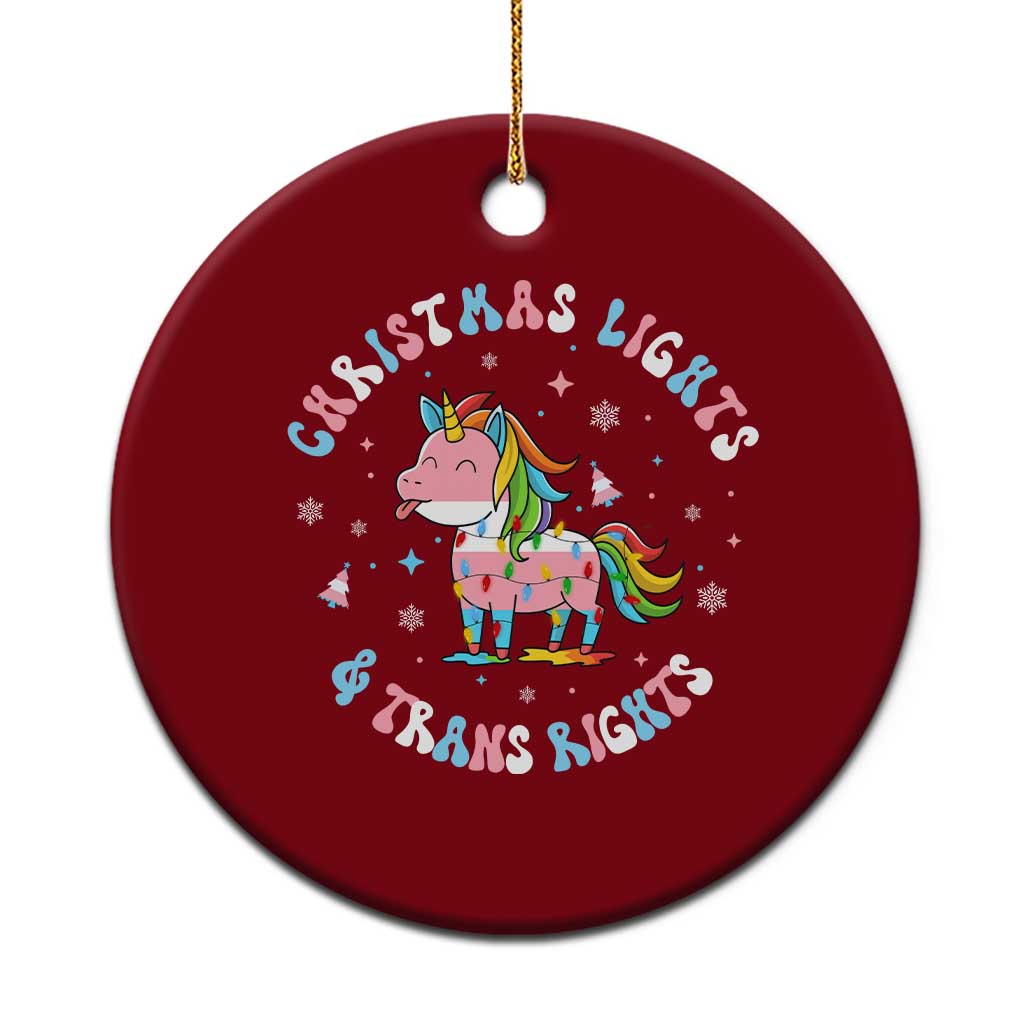 Christmas Lights And Trans Rights Ceramic Ornament Magical Unicorn Pride TS12 1pc Red Print Your Wear