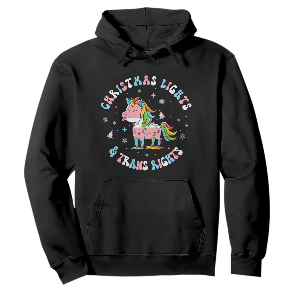 Christmas Lights And Trans Rights Hoodie Magical Unicorn Pride TS12 Black Print Your Wear