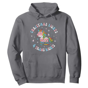 Christmas Lights And Trans Rights Hoodie Magical Unicorn Pride TS12 Charcoal Print Your Wear