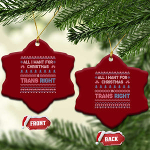 Trans Pride Ugly Xmas Ceramic Ornament All I Want For Christmas Is Trans Rights TS12 Print Your Wear