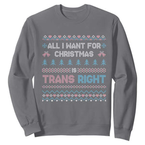 Trans Pride Ugly Xmas Sweatshirt All I Want For Christmas Is Trans Rights TS12 Charcoal Print Your Wear