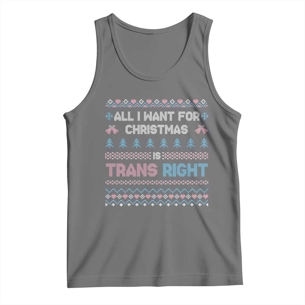 Trans Pride Ugly Xmas Tank Top All I Want For Christmas Is Trans Rights TS12 Black Heather Print Your Wear