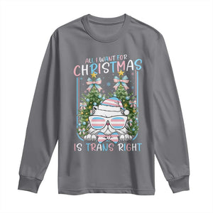 Funny Santa Cat Trans Pride Long Sleeve Shirt All I Want For Christmas Is Trans Rights TS12 Charcoal Print Your Wear