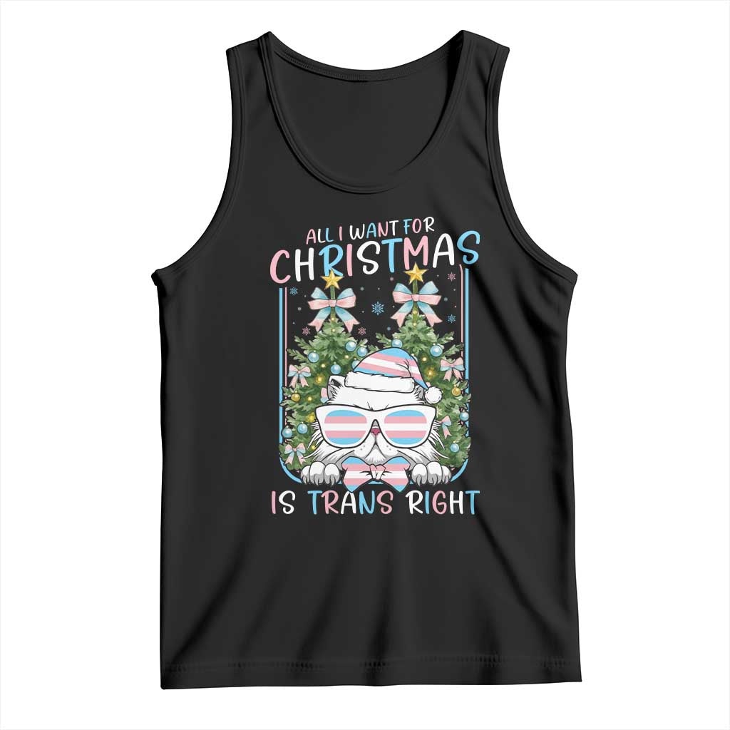 Funny Santa Cat Trans Pride Tank Top All I Want For Christmas Is Trans Rights TS12 Black Print Your Wear