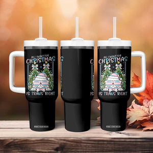 Funny Santa Cat Trans Pride Tumbler With Handle All I Want For Christmas Is Trans Rights TS12 Print Your Wear