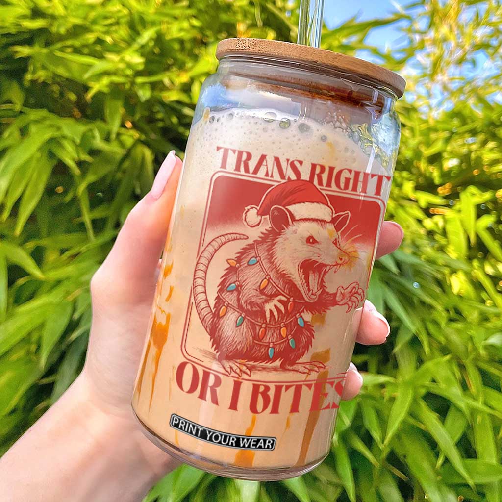 Funny Fierce Opossum Santa Glass Can Trans Right Or I Bites Christmas Gift TS12 White Print Your Wear