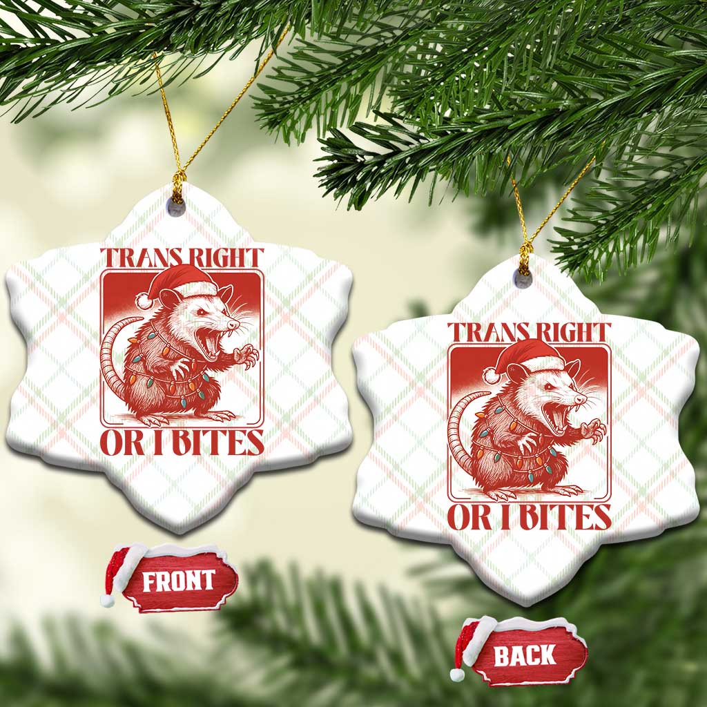 Funny Fierce Opossum Santa Ceramic Ornament Trans Right Or I Bites Christmas Gift TS12 Print Your Wear