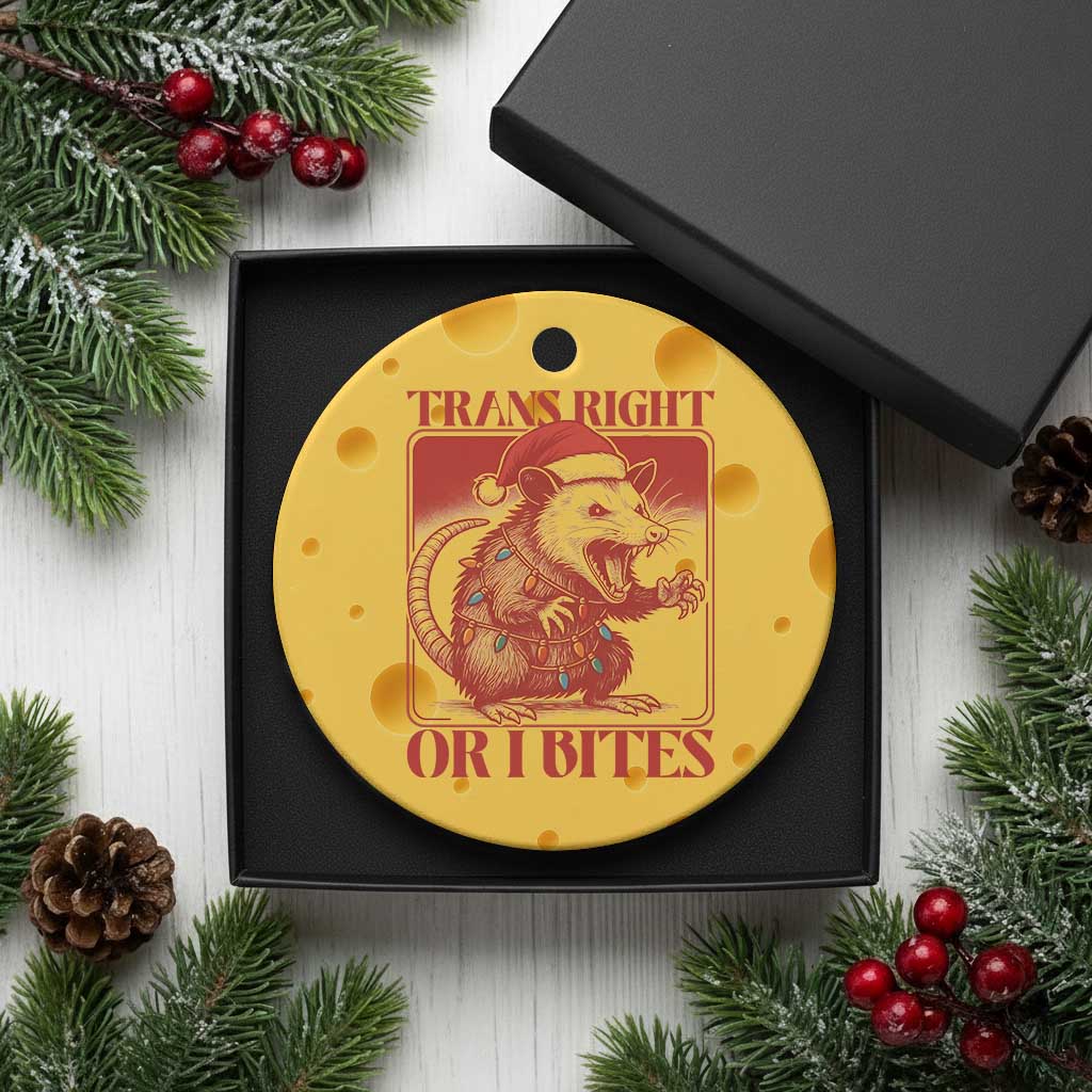 Funny Fierce Opossum Santa Ceramic Ornament Trans Right Or I Bites Christmas Gift TS12 1pc Yellow Cheese Print Your Wear