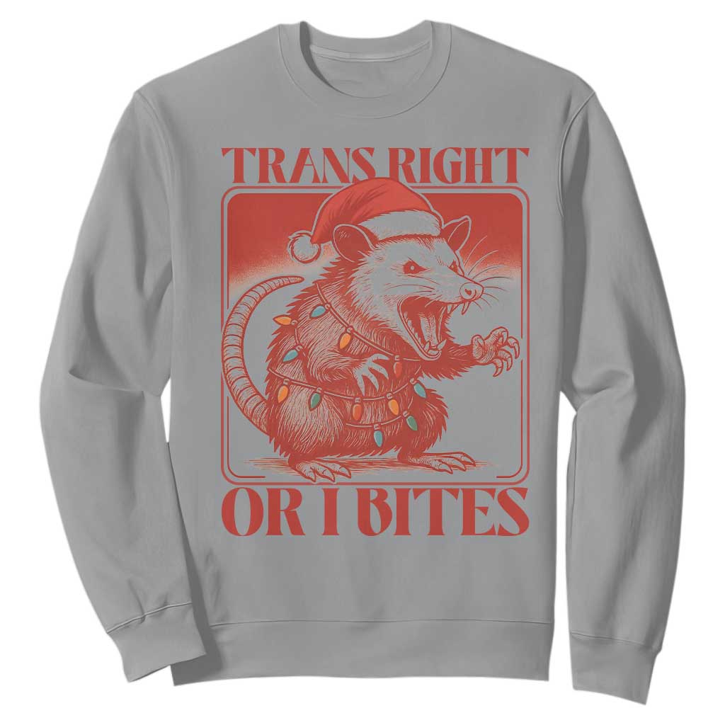 Funny Fierce Opossum Santa Sweatshirt Trans Right Or I Bites Christmas Gift TS12 Sport Gray Print Your Wear