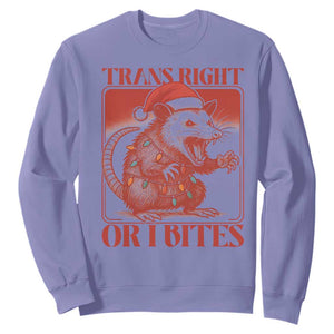Funny Fierce Opossum Santa Sweatshirt Trans Right Or I Bites Christmas Gift TS12 Violet Print Your Wear