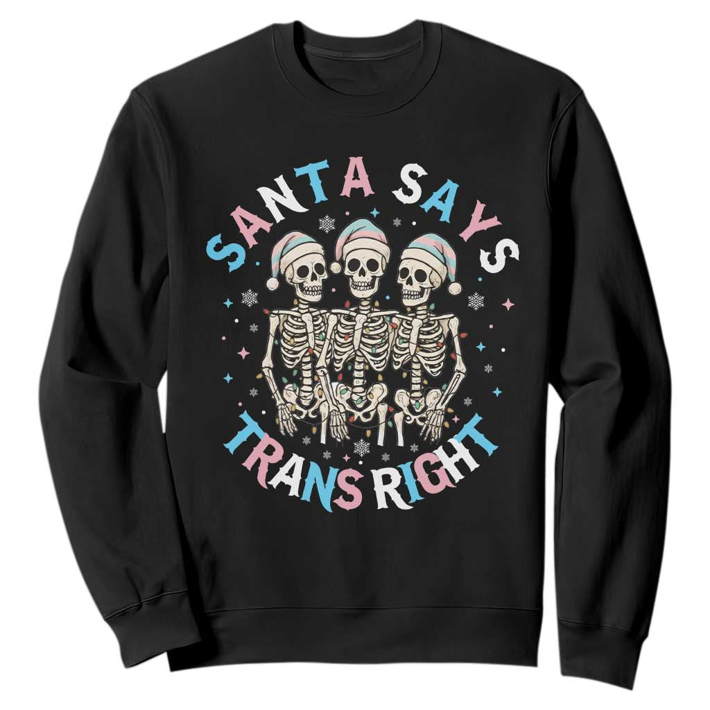 Funny Skeleton Santa Says Trans Right Sweatshirt Transgender Pride Gift TS12 Black Print Your Wear