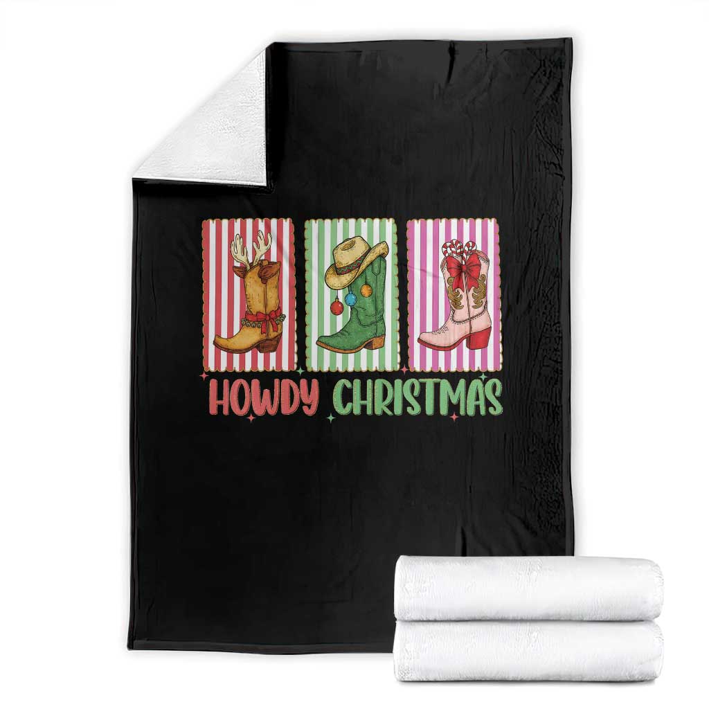 Howdy Christmas Cowboy Boots Western Pride Throw Blanket TS12 Black Print Your Wear