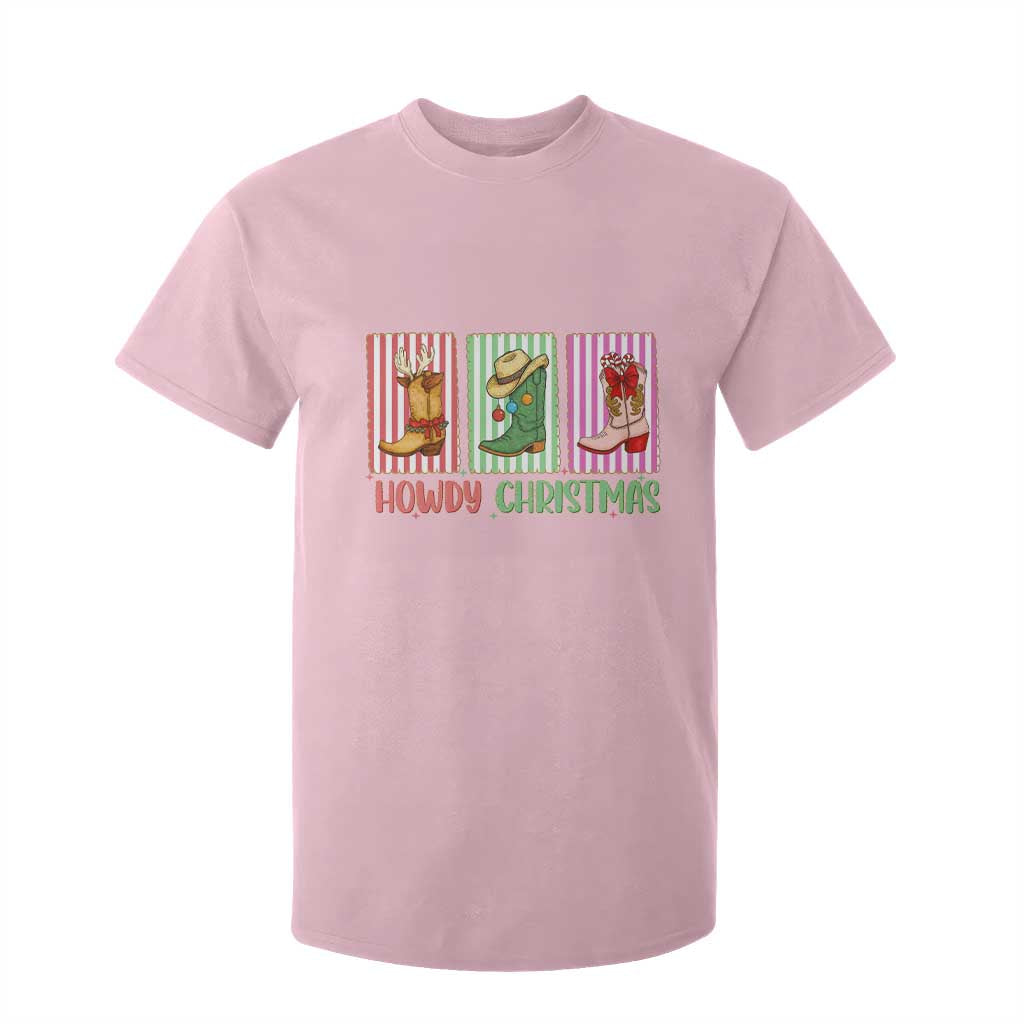 Howdy Christmas Cowboy Boots Western Pride T Shirt For Kid TS12 Light Pink Print Your Wear