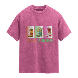 Howdy Christmas Cowboy Boots Western Pride Washed Cotton T-Shirt