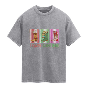 Howdy Christmas Cowboy Boots Western Pride Washed Cotton T-Shirt