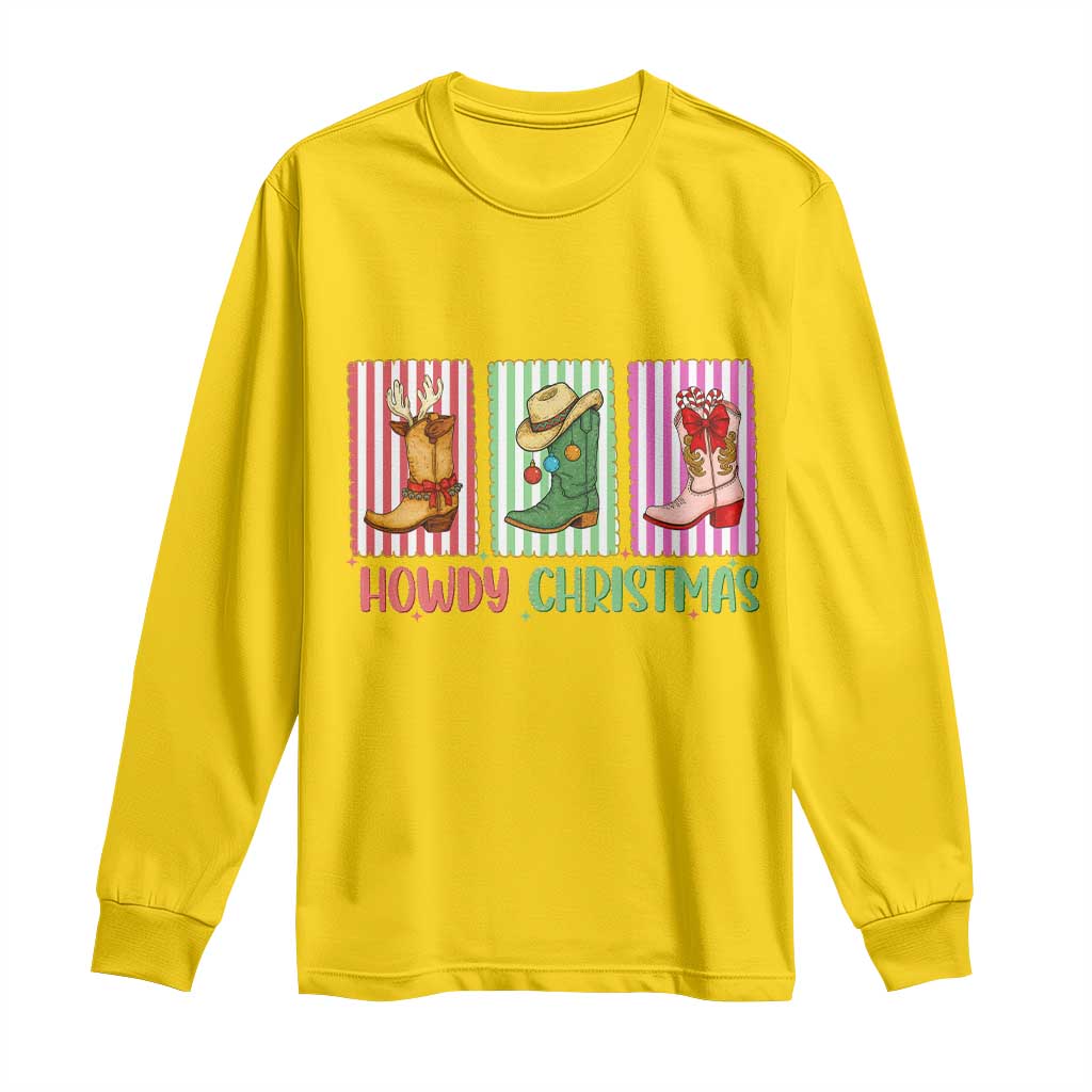 Howdy Christmas Cowboy Boots Western Pride Long Sleeve Shirt TS12 Daisy Print Your Wear