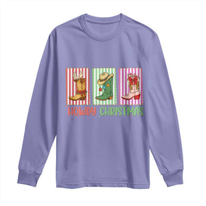 Howdy Christmas Cowboy Boots Western Pride Long Sleeve Shirt TS12 Violet Print Your Wear