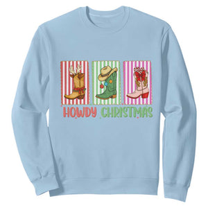 Howdy Christmas Cowboy Boots Western Pride Sweatshirt TS12 Light Blue Print Your Wear