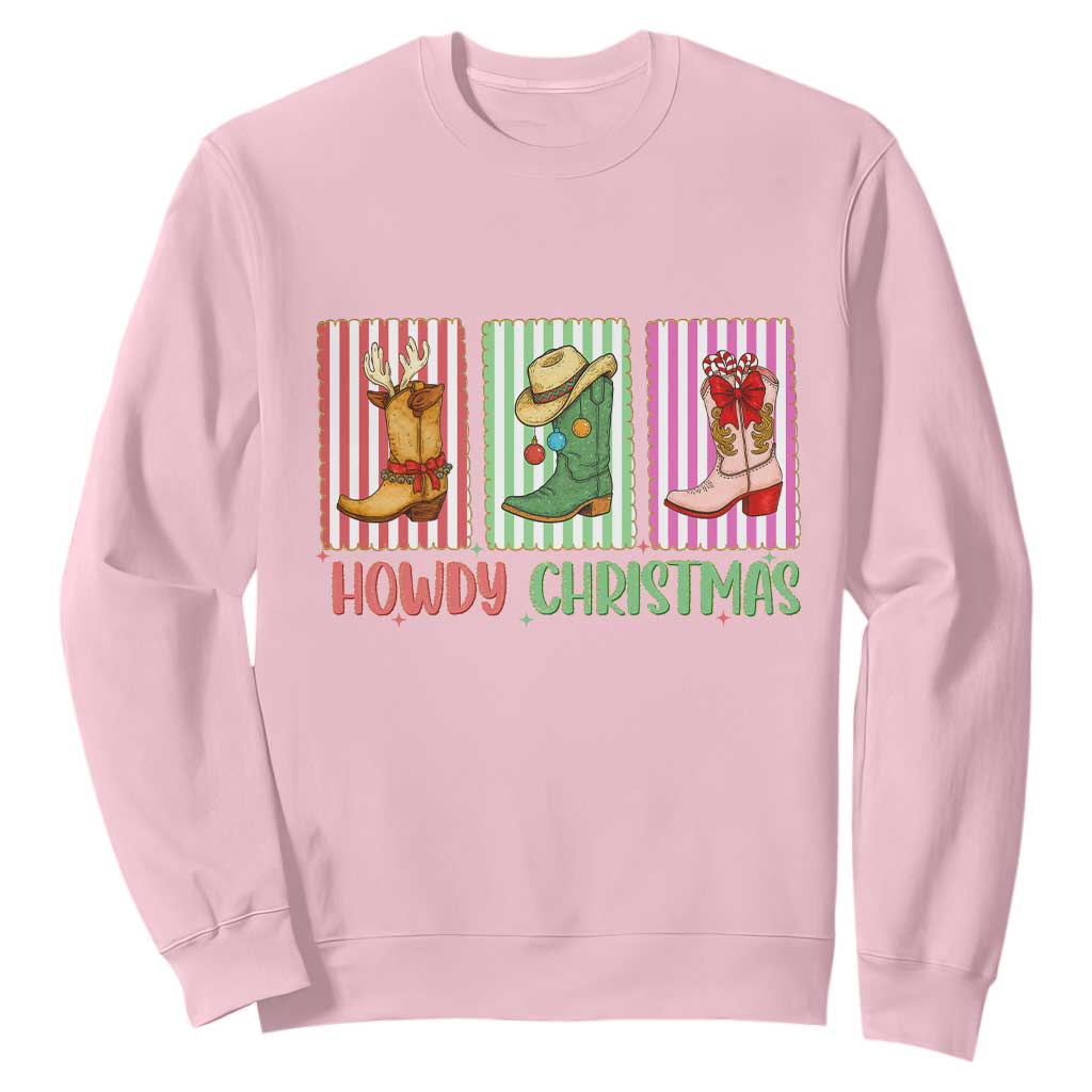 Howdy Christmas Cowboy Boots Western Pride Sweatshirt TS12 Light Pink Print Your Wear