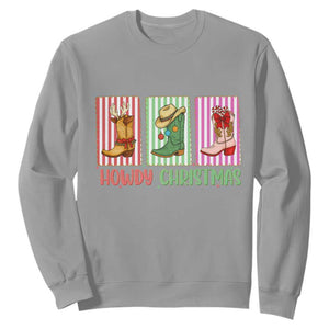 Howdy Christmas Cowboy Boots Western Pride Sweatshirt TS12 Sport Gray Print Your Wear