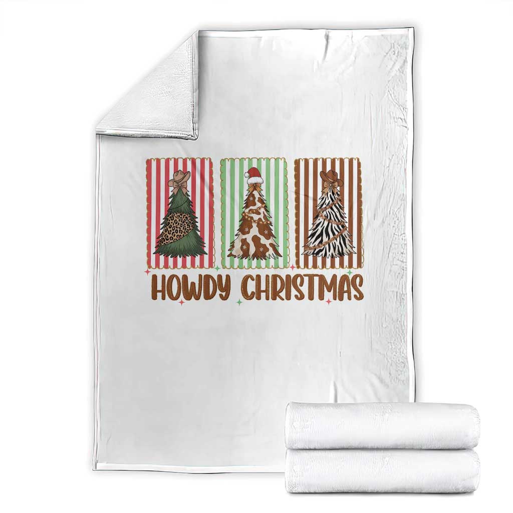 Howdy Christmas Throw Blanket Funny Western Xmas Tree Rodeo Fan Gift TS12 White Print Your Wear