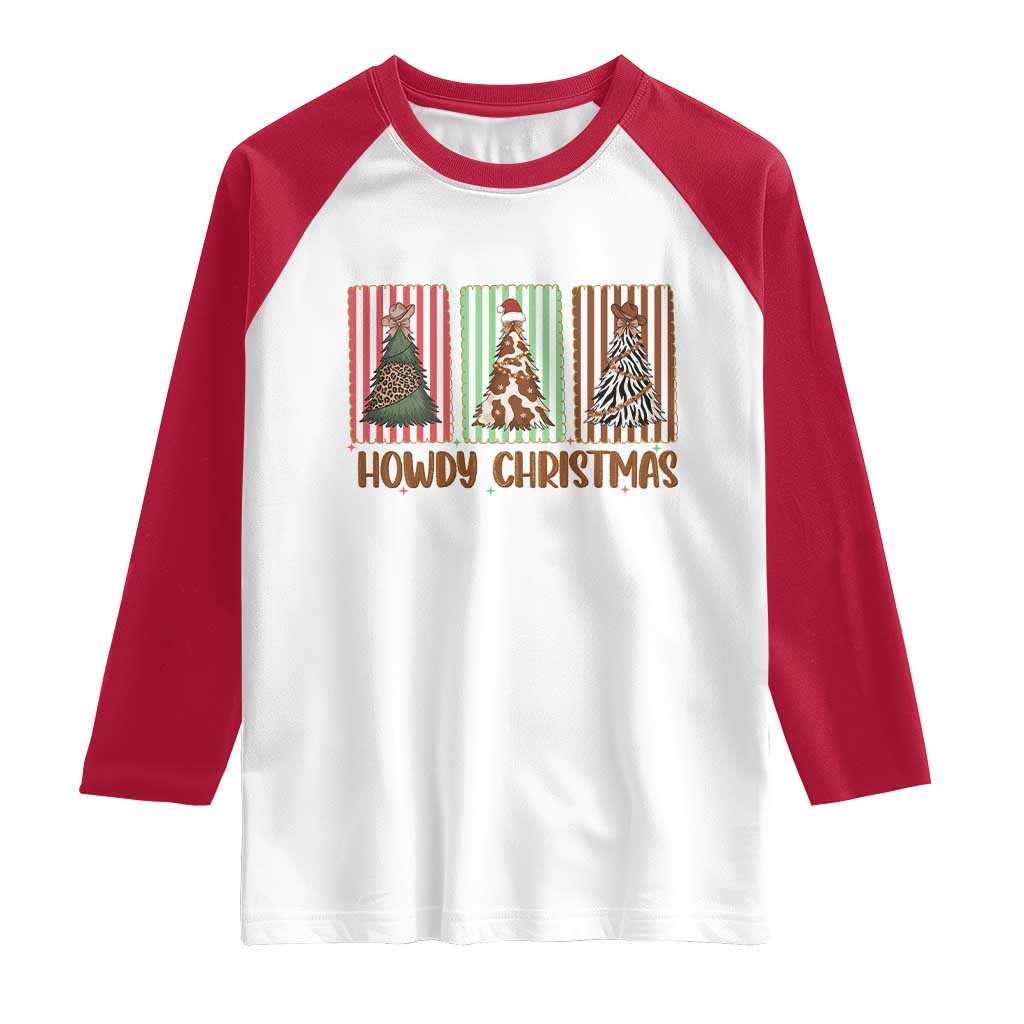 Howdy Christmas Raglan Shirt Funny Western Xmas Tree Rodeo Fan Gift TS12 White Red Print Your Wear