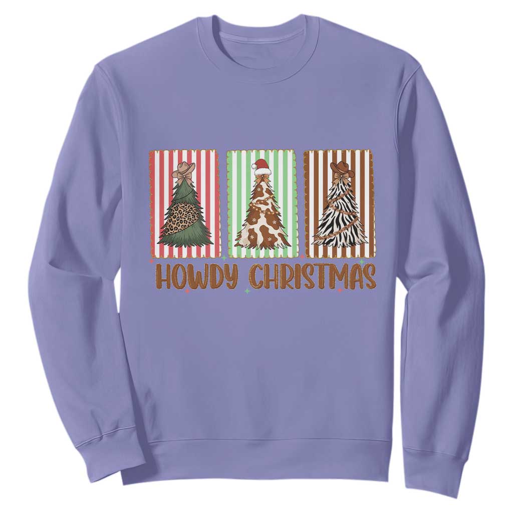 Howdy Christmas Sweatshirt Funny Western Xmas Tree Rodeo Fan Gift TS12 Violet Print Your Wear