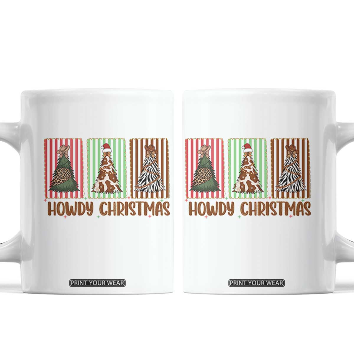 Howdy Christmas Coffee Mug Funny Western Xmas Tree Rodeo Fan Gift TS12 White Print Your Wear