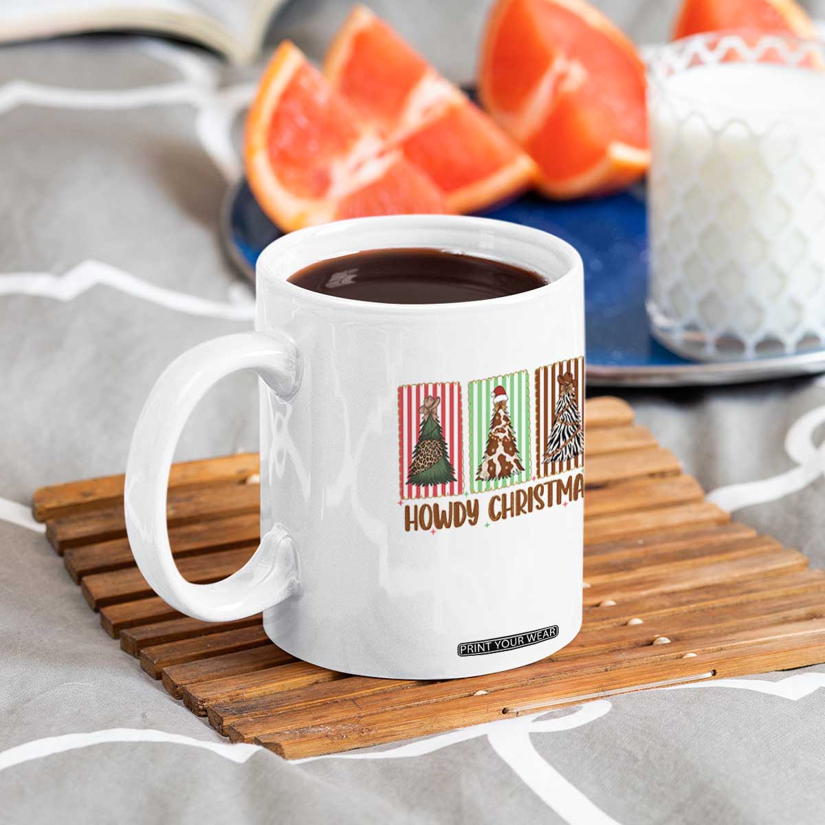 Howdy Christmas Coffee Mug Funny Western Xmas Tree Rodeo Fan Gift TS12 Print Your Wear