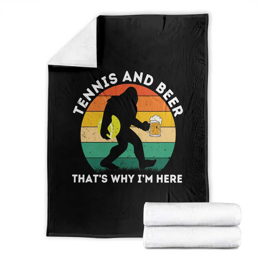 Funny Bigfoot Tennis Player Beer Lover Throw Blanket That Is Why I Am Here TS12 Black Print Your Wear