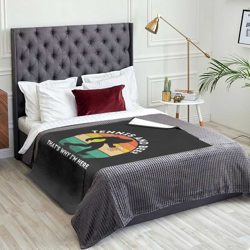 Funny Bigfoot Tennis Player Beer Lover Throw Blanket That Is Why I Am Here TS12 Print Your Wear