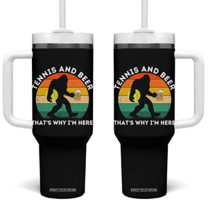 Funny Bigfoot Tennis Player Beer Lover Tumbler With Handle That Is Why I Am Here TS12 One Size: 40 oz Black Print Your Wear