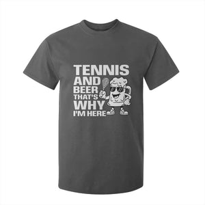 Funny Tennis And Beer That Is Why I Am Here T Shirt For Kid TS12 Dark Heather Print Your Wear