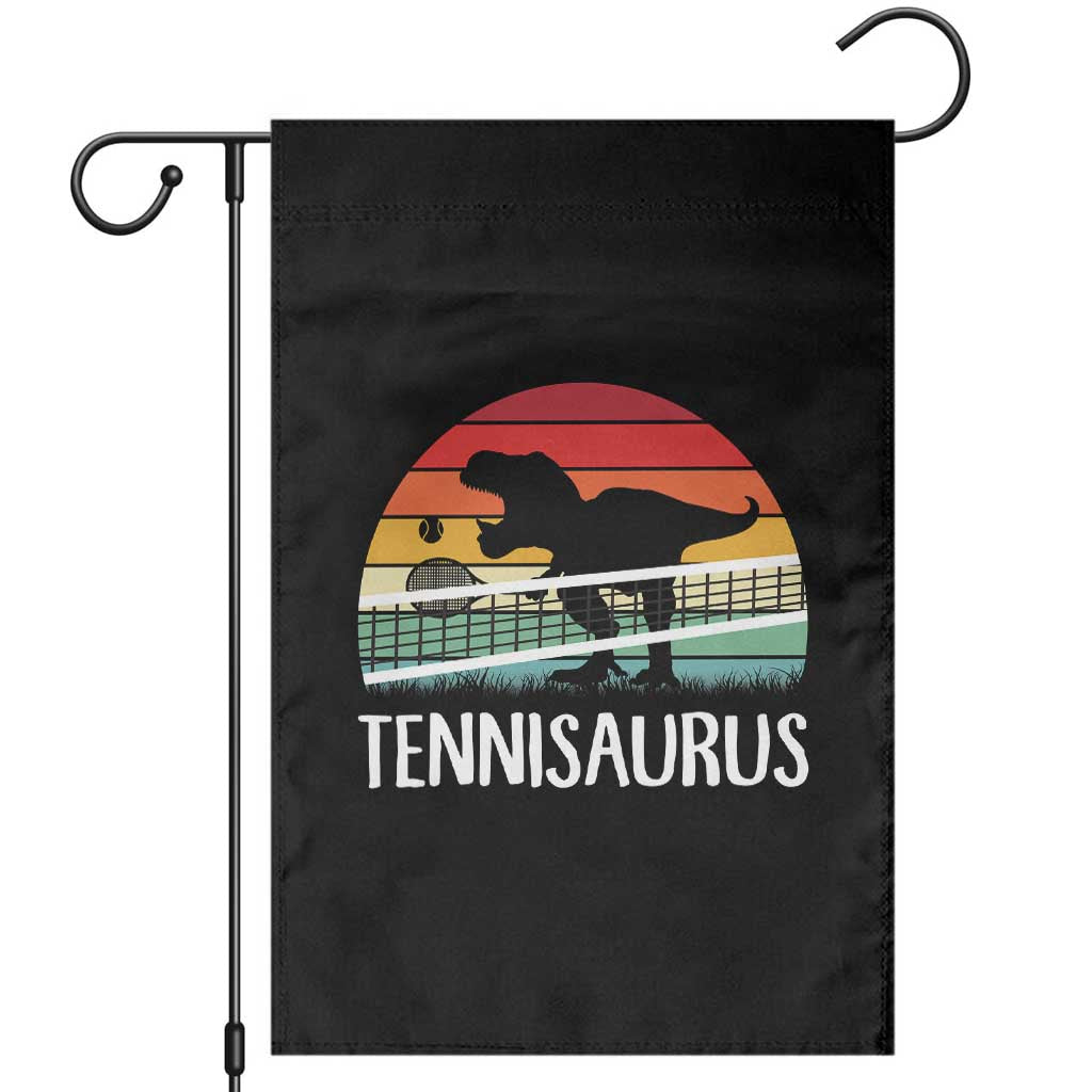 Funny Dinosaur Tennis Player Gift Garden Flag Tennisaurus TS12 Black Print Your Wear