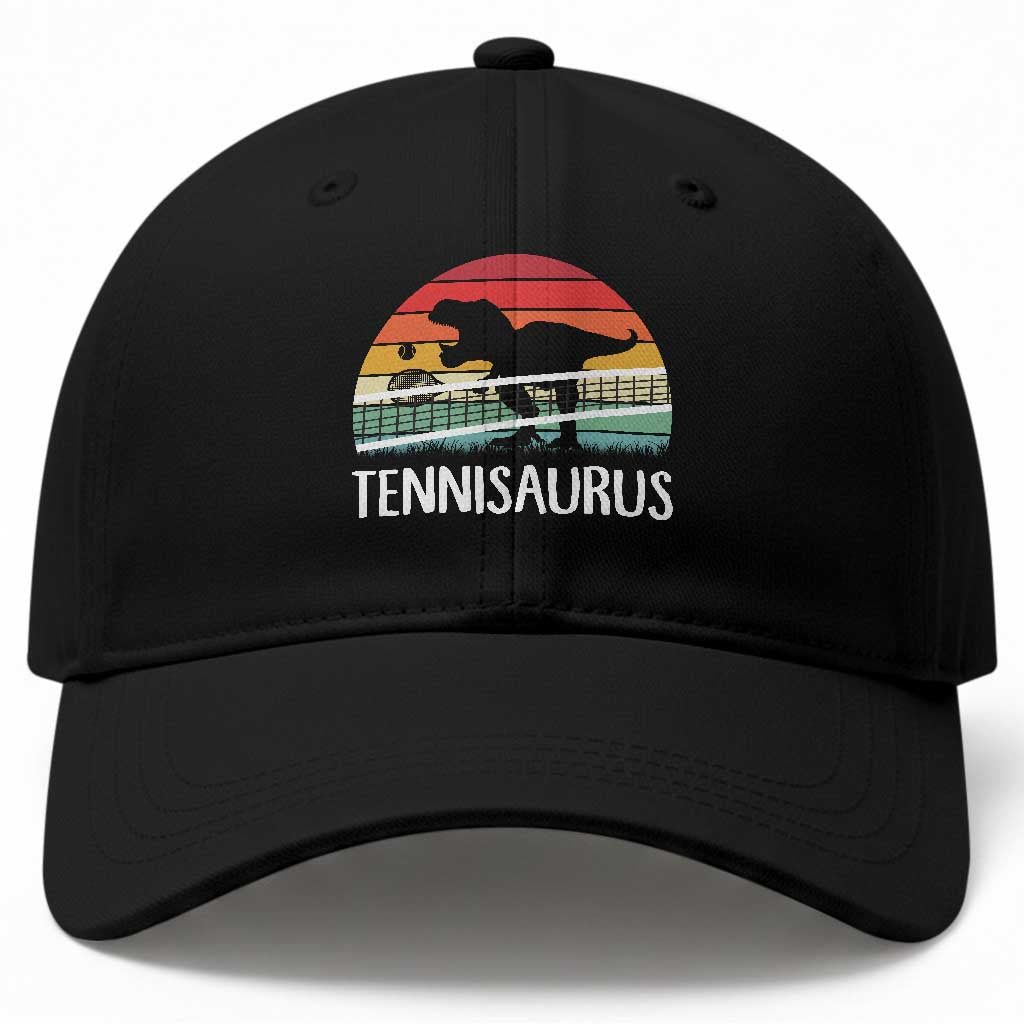 Funny Dinosaur Tennis Player Gift Baseball Cap Tennisaurus TS12 Print Your Wear