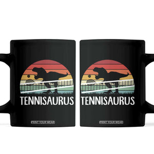 Funny Dinosaur Tennis Player Gift Coffee Mug Tennisaurus TS12 Black Print Your Wear