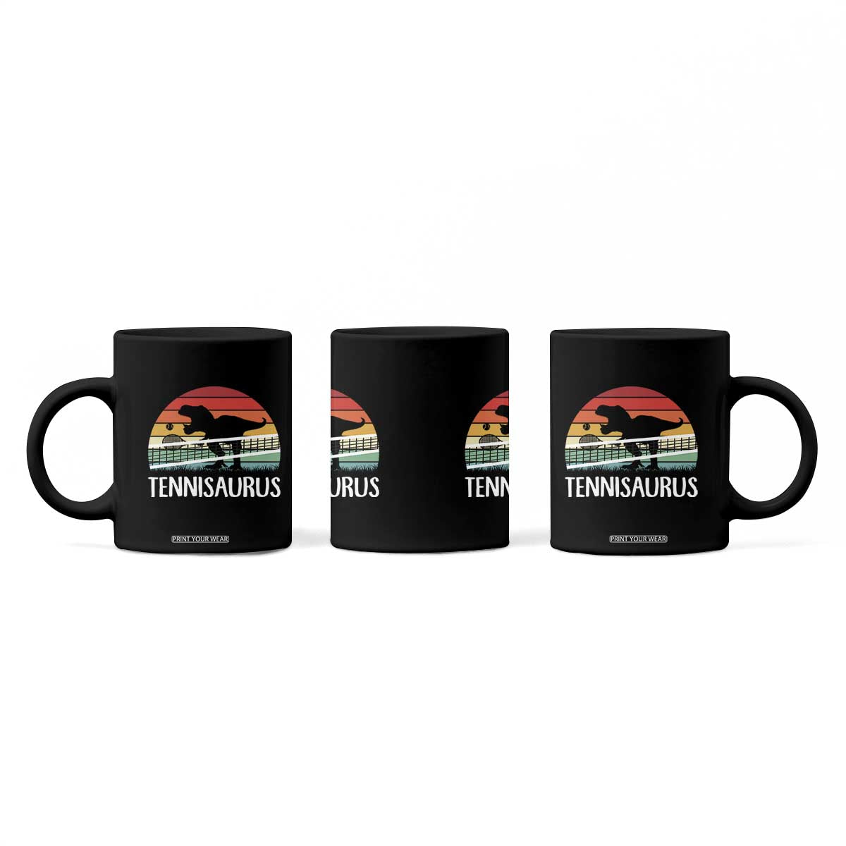 Funny Dinosaur Tennis Player Gift Coffee Mug Tennisaurus TS12 Print Your Wear
