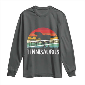 Funny Dinosaur Tennis Player Gift Long Sleeve Shirt Tennisaurus TS12 Dark Heather Print Your Wear