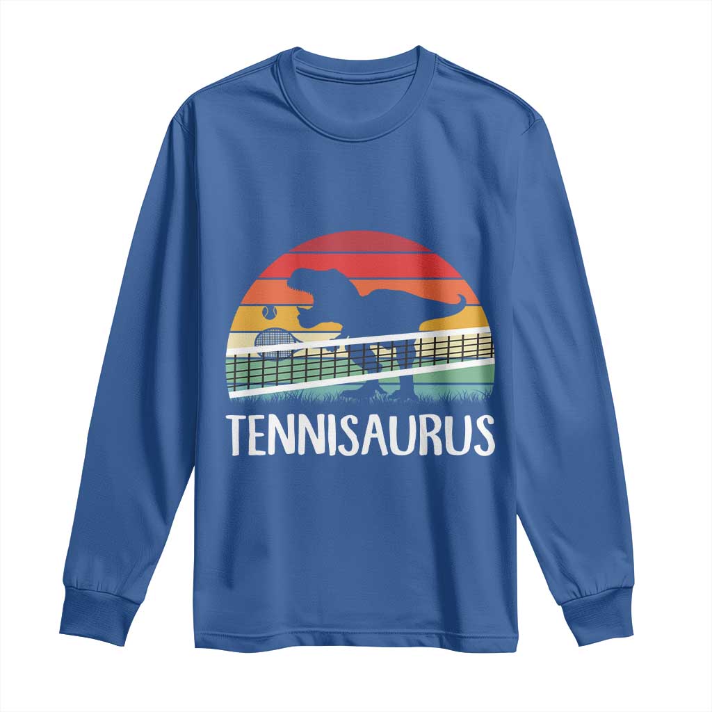 Funny Dinosaur Tennis Player Gift Long Sleeve Shirt Tennisaurus TS12 Royal Blue Print Your Wear