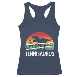 Funny Dinosaur Tennis Player Gift Racerback Tank Top Tennisaurus TS12 Navy Print Your Wear