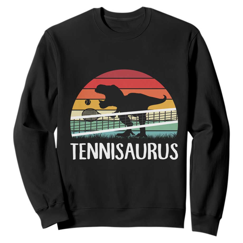Funny Dinosaur Tennis Player Gift Sweatshirt Tennisaurus TS12 Black Print Your Wear