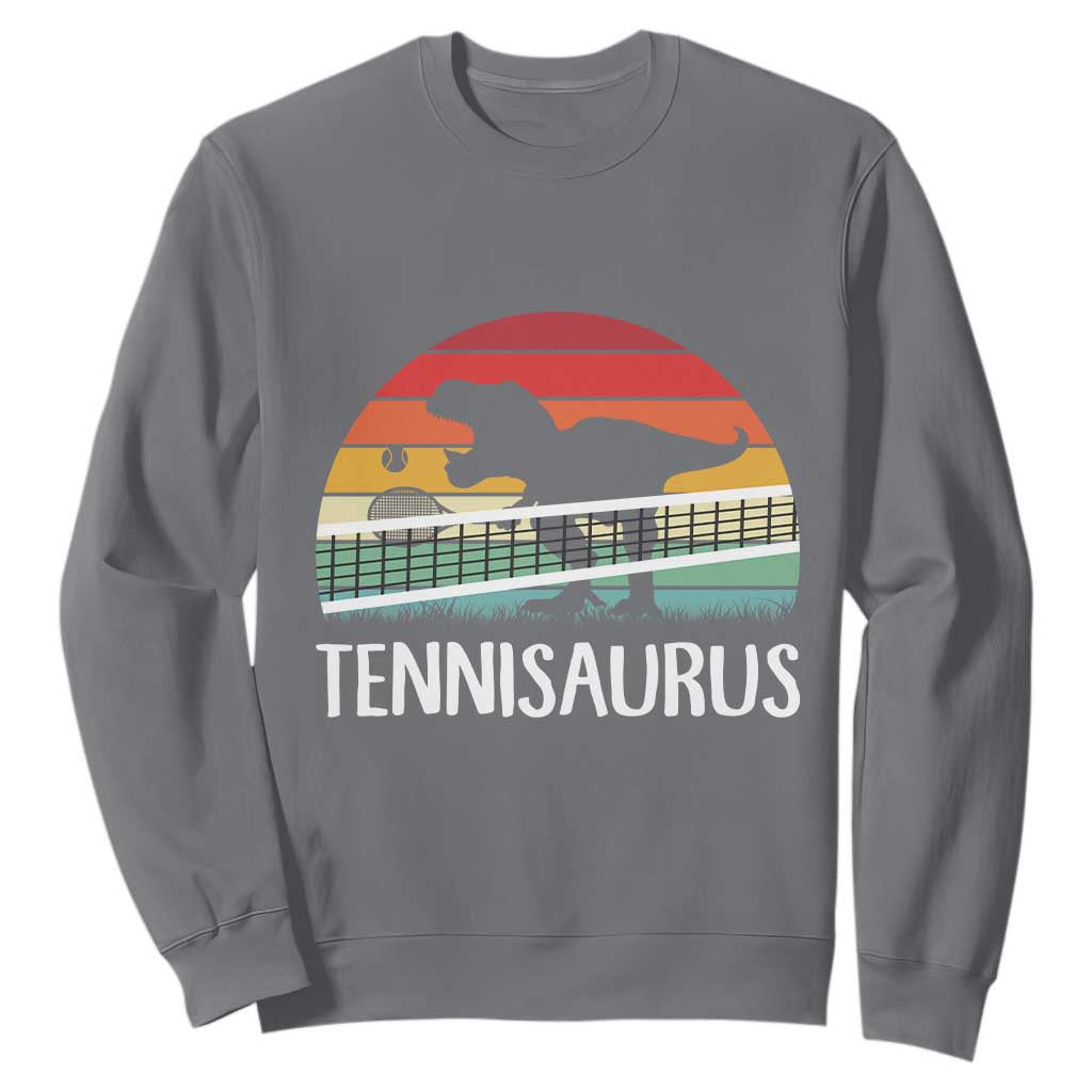 Funny Dinosaur Tennis Player Gift Sweatshirt Tennisaurus TS12 Charcoal Print Your Wear