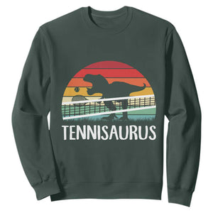 Funny Dinosaur Tennis Player Gift Sweatshirt Tennisaurus TS12 Dark Forest Green Print Your Wear