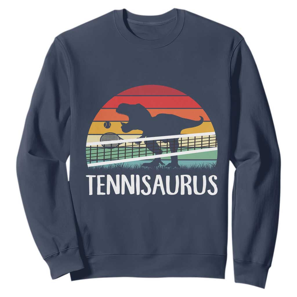 Funny Dinosaur Tennis Player Gift Sweatshirt Tennisaurus TS12 Navy Print Your Wear