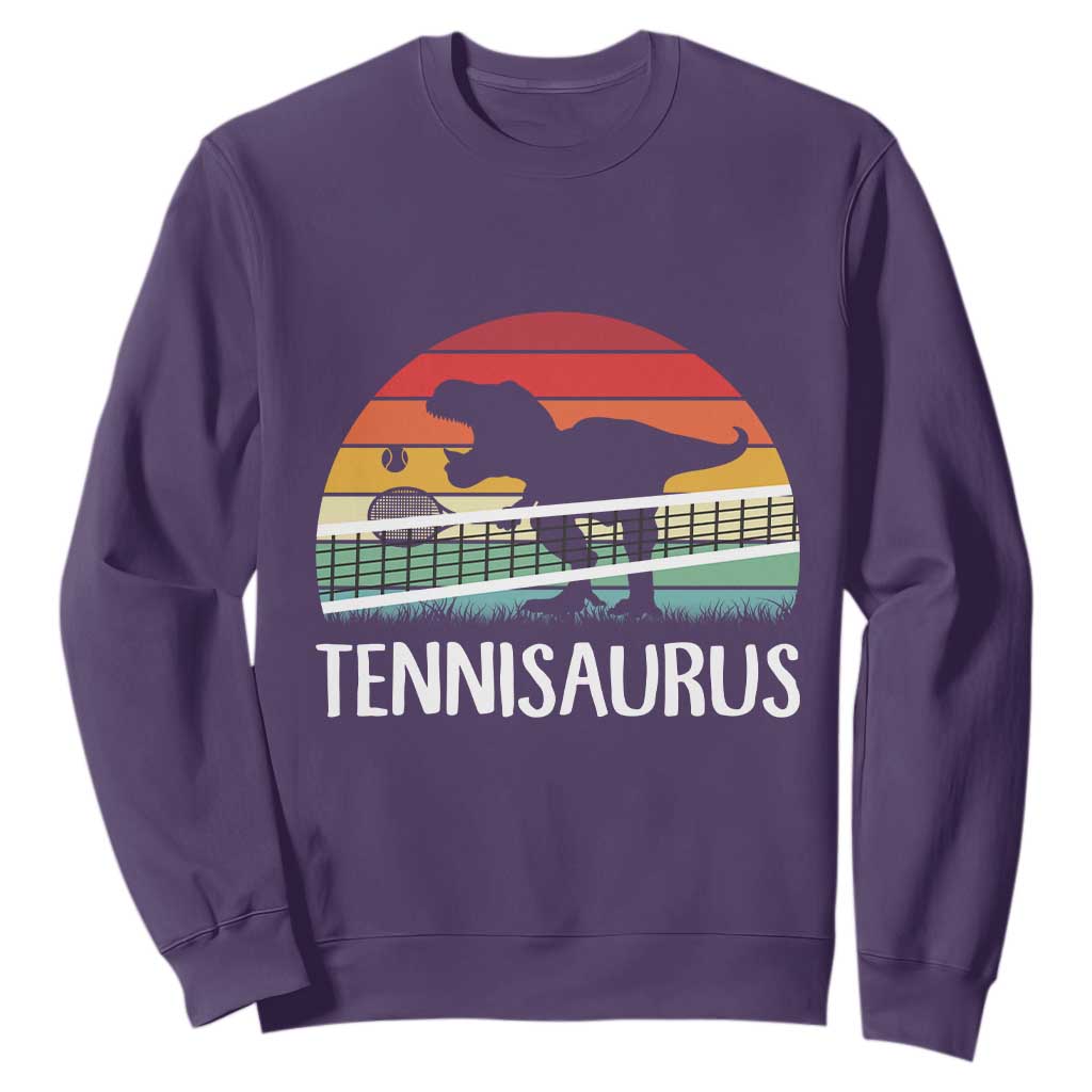 Funny Dinosaur Tennis Player Gift Sweatshirt Tennisaurus TS12 Purple Print Your Wear