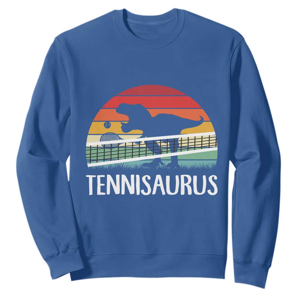 Funny Dinosaur Tennis Player Gift Sweatshirt Tennisaurus TS12 Royal Blue Print Your Wear