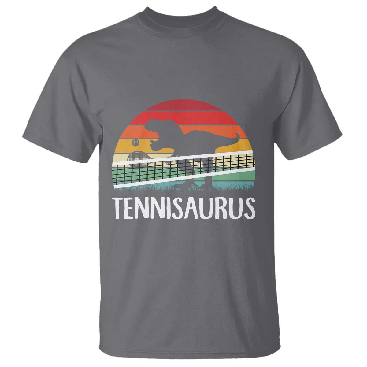 Funny Dinosaur Tennis Player Gift T Shirt Tennisaurus TS12 Charcoal Print Your Wear