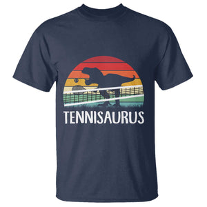 Funny Dinosaur Tennis Player Gift T Shirt Tennisaurus TS12 Navy Print Your Wear