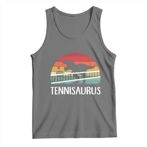 Funny Dinosaur Tennis Player Gift Tank Top Tennisaurus TS12 Black Heather Print Your Wear