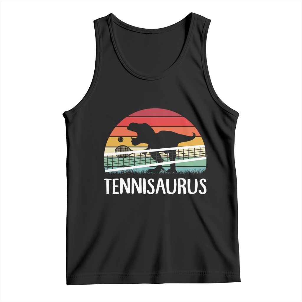 Funny Dinosaur Tennis Player Gift Tank Top Tennisaurus TS12 Black Print Your Wear